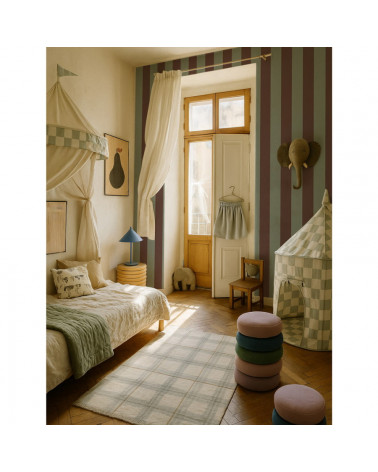 Papier Peint Enfant – Grandes Rayures Brun et Menthe