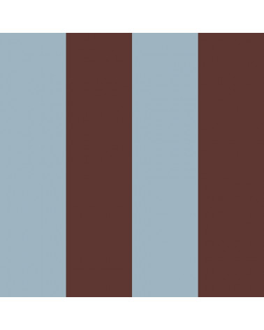 Papier Peint Enfant – Grandes Rayures Brun et Bleu Brume