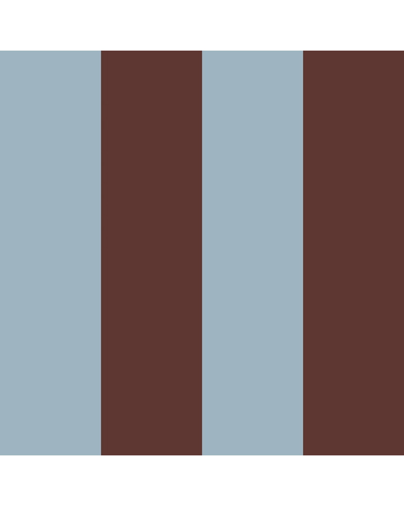 Papier Peint Enfant – Grandes Rayures Brun et Bleu Brume