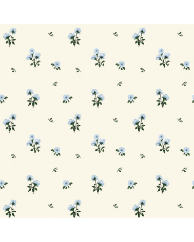 Echantillon Papier peint enfant - Bleu Délicat Fleuri