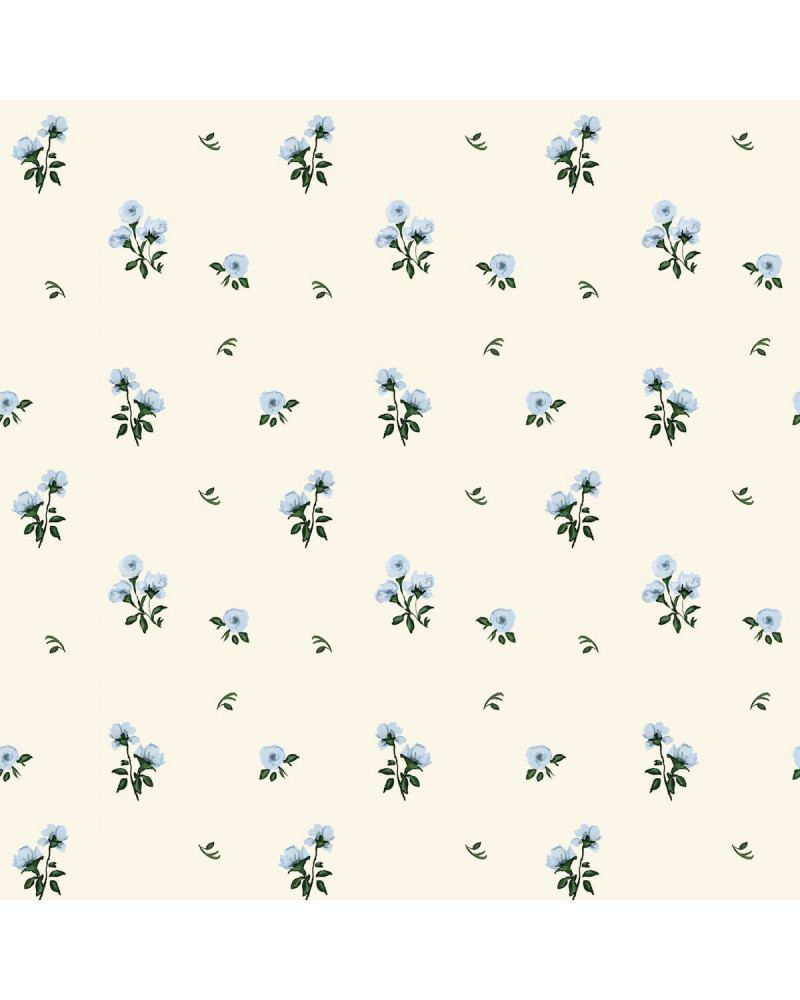 Echantillon Papier peint enfant - Bleu Délicat Fleuri