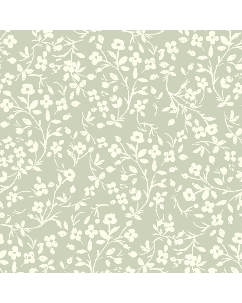 Echantillon Papier peint enfant - Douceur Fleurie Sauge