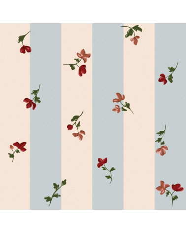 Echantillon papier peint - Fleurs de Paris et rayures