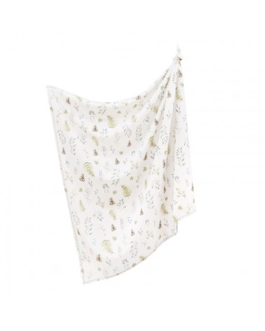 Couverture légère, lange en bambou, motif forêt feuilles