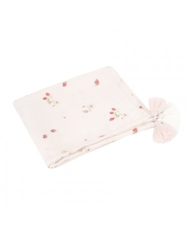 Couverture légère, lange en bambou, motif framboises