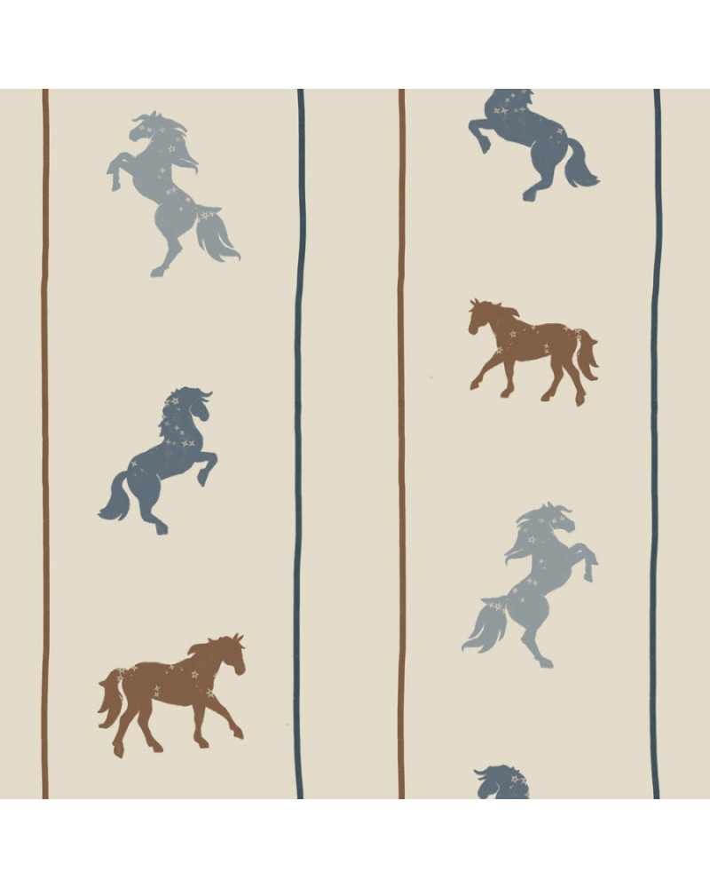 Papier peint Enfant Chevaux et Petites Étoiles