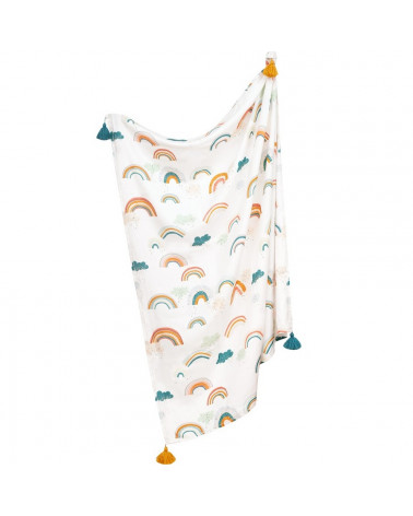 Couverture légère en bambou, lange motif arc-en-ciel