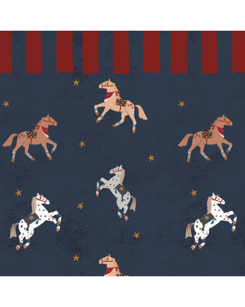 Papier peint Chevaux du Cirque Étoilé – Frise Rouge