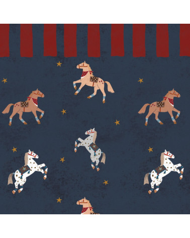 Papier peint Chevaux du Cirque Étoilé – Frise Rouge