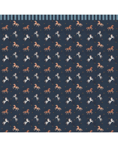 Papier peint Chevaux du Cirque Étoilé – Frise Bleue