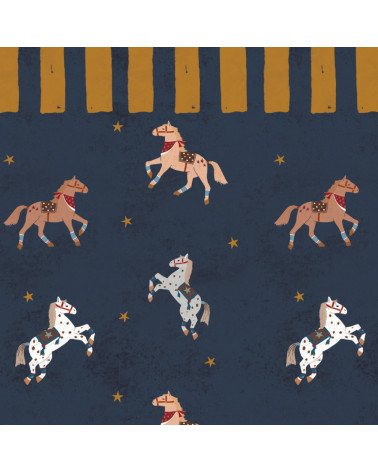 Papier peint Chevaux du Cirque Étoilé – Frise Ocre