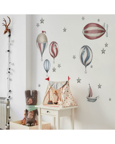 Sticker enfant montgolfières