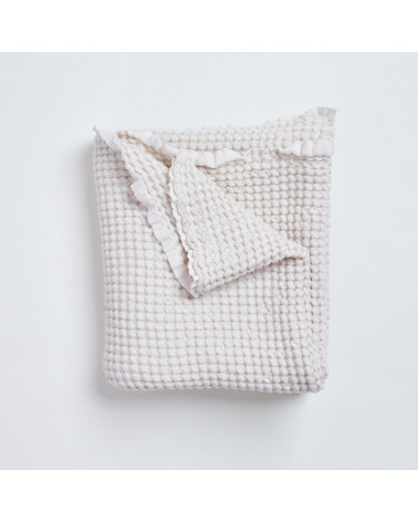 Couverture gaufrée en lin et coton écru