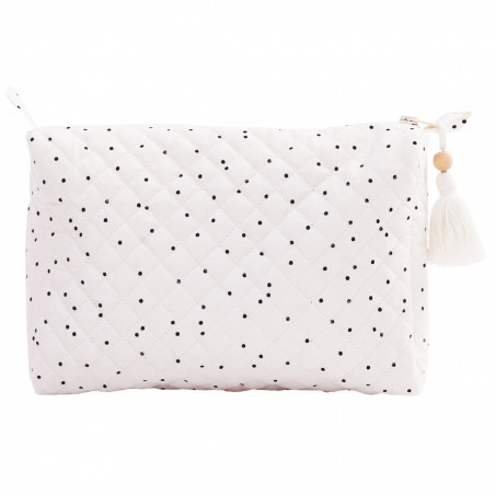 Trousse de toilette, maman et bébé, blanche à pois