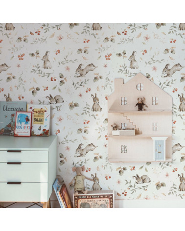 Papier peint lapins joyeux