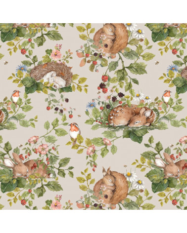 papier peint la sieste des animaux (fond clair)