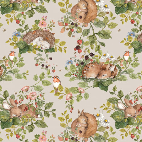 papier peint la sieste des animaux (fond clair)