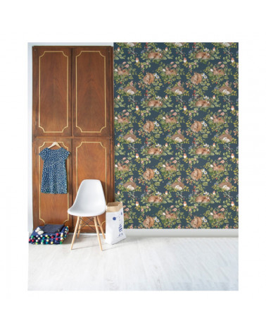 Papier peint La sieste des animaux (fond sombre)