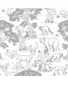 papier peint animaux de la forêt (noir et blanc)