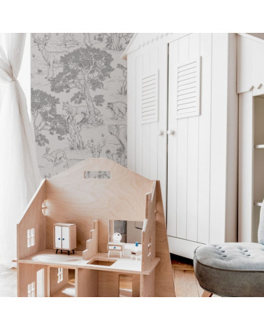 Papier peint Animaux de la forêt (noir et blanc)