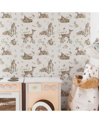 Papier peint Biches et sous-bois