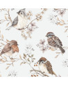 Echantillon papier peint - Oiseaux sur ciel blanc gris