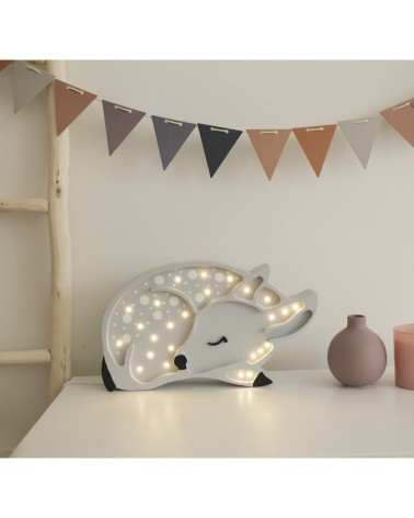 Lampe veilleuse en bois biche grise