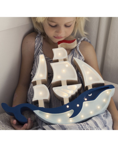 Lampe veilleuse en bois bateau