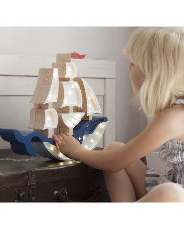Lampe veilleuse en bois bateau